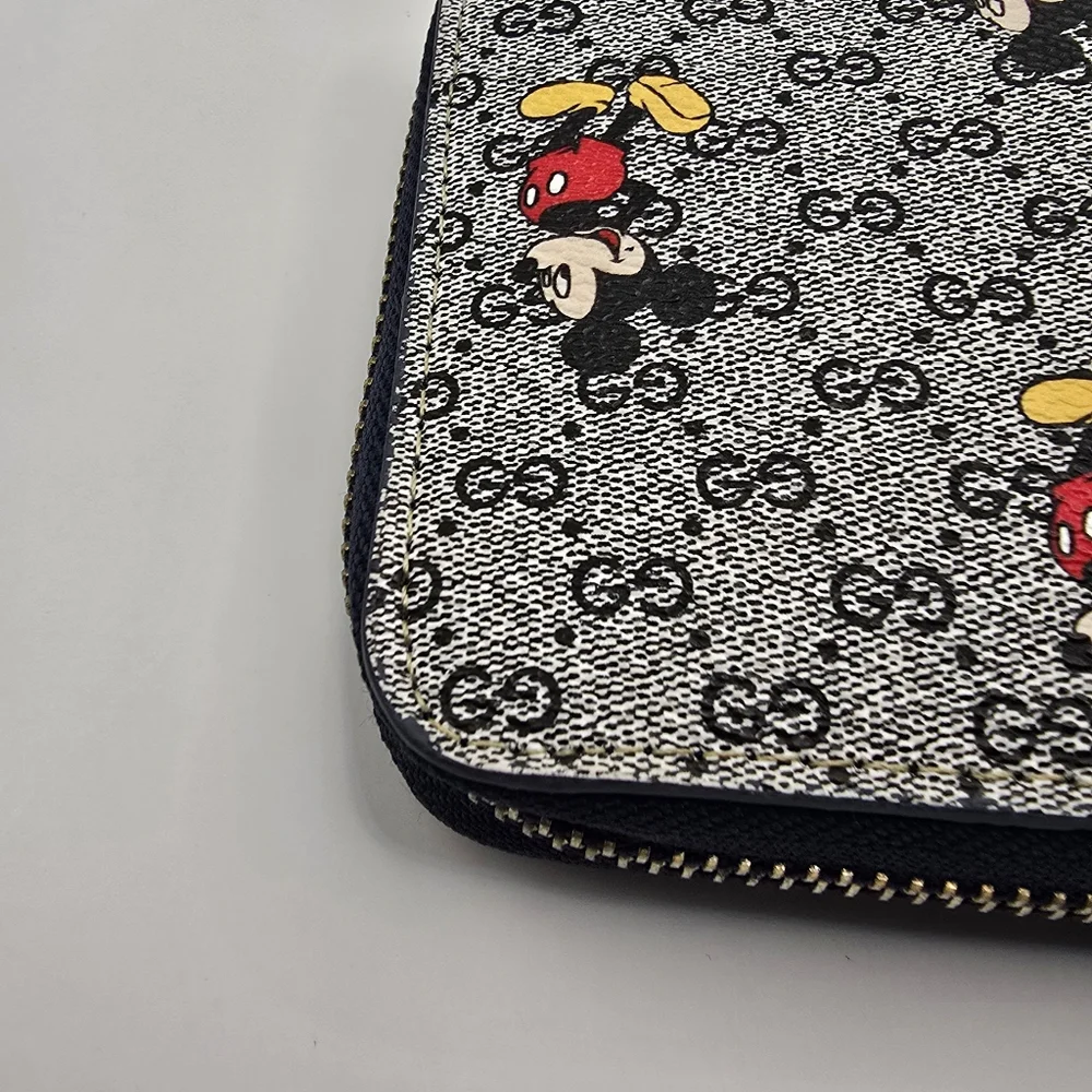 Disney Mickey Mouse Gray Fashion Inspired Monogram Logo Wallet - Picture 8 of 16